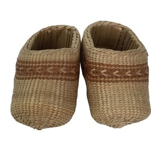 Wicker Baby Booties Hand Woven Birch Bark Wood Peasant Child Bast Shoes